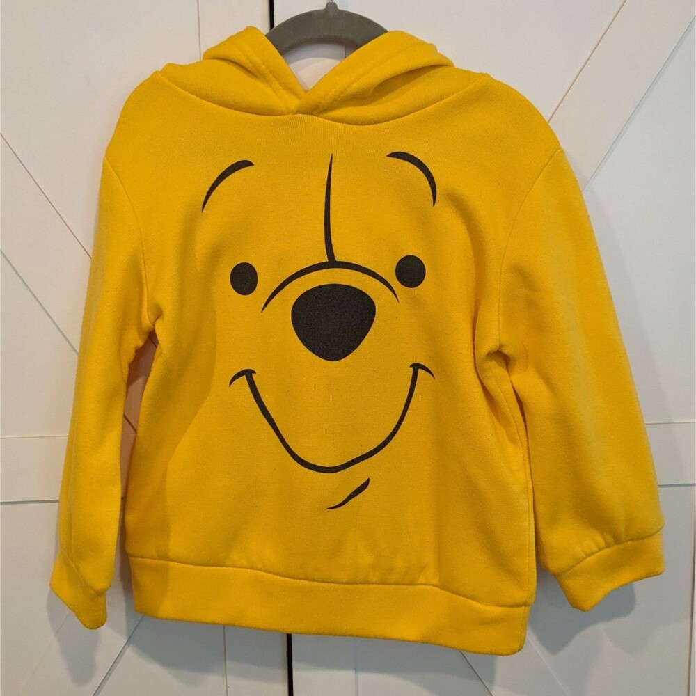Disney Winnie the Pooh Hoodie Yellow Face Ears Toddler 3T